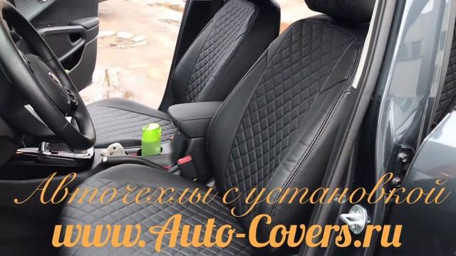 Чехлы на Киа Соул 3 2019-2020 г.в из Экокожи Ромб цвет Черный, установка авточехлов на автомобиль. смотреть онлайн