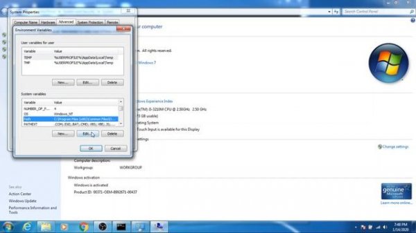 How to set Environment Variable in Windows 7