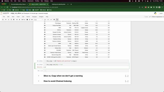 Copy vs View and dealing with SettingWithCopyWarning in Pandas смотреть онлайн