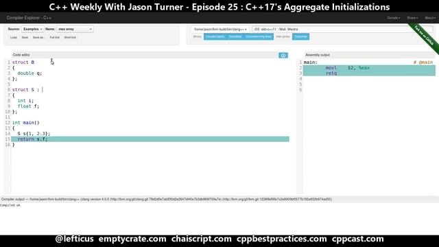 C++ Weekly - Ep 25 C++17's Aggregate Initializations смотреть онлайн