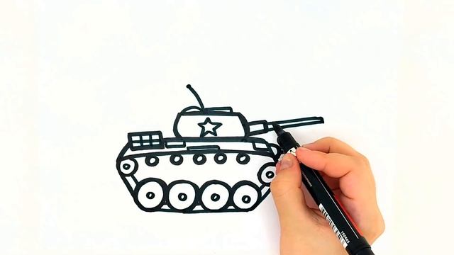 Как нарисовать танк / Рисунки и раскраски малышам / Мультик раскраска для детей смотреть онлайн