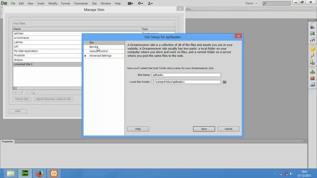 Tutorial PHP and MySQL using Dreamweaver [Membuat Site Definition] part 2 смотреть онлайн