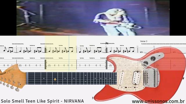 NIRVANA SMELLS LIKE TEEN SPIRIT - SOLO + SHEET MUSIC, TABLATURE, LET'S PLAY ALONG TOGETHER смотреть онлайн