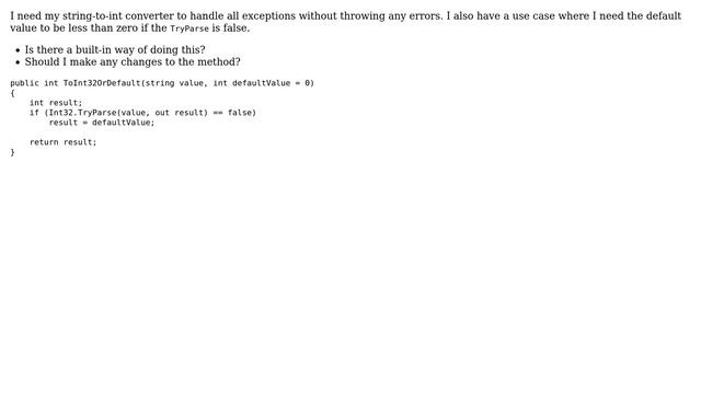 Convert string to integer or default смотреть онлайн