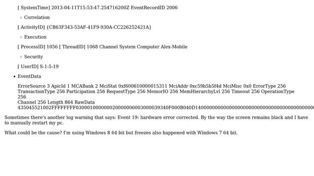 Black screen and WHEA logger ID 18 смотреть онлайн