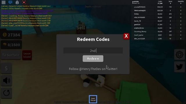 roblox treasure hunt all working codes смотреть онлайн