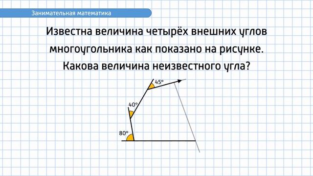Занимательная математика. Задание №3. Неизвестный угол многоугольника смотреть онлайн