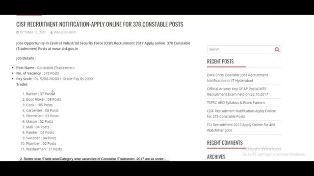 378 Posts Recruitment Notification On 10th class qualification,Online Last Date Remainder смотреть онлайн