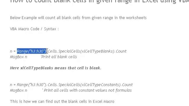How to count blank cells in given range in Excel using VBA Macro смотреть онлайн