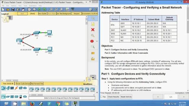 1.1.4.5 Packet Tracer - Configuring And Verifying A Small Network