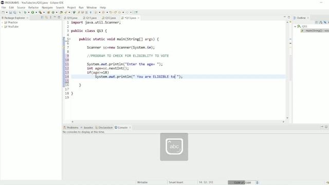 || 13 || Java program to check for voting eligibility | Checking age for Eligibility to Vote | смотреть онлайн
