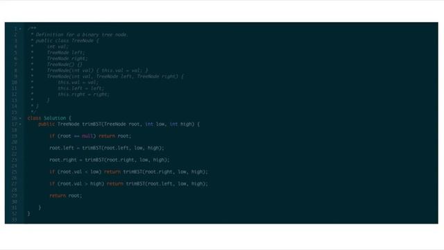 Trim a Binary Search Tree - LeetCode 669 - Java Solution смотреть онлайн