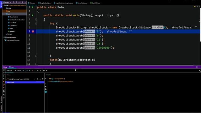 Java Data Structures LinkedDropOutStackADT Generics смотреть онлайн