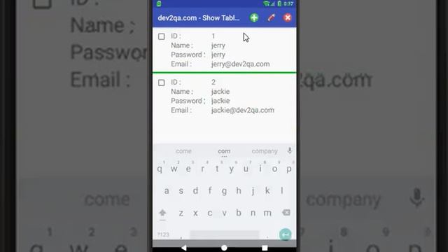 load add edit delete lisview data from sqlite database table example demo смотреть онлайн