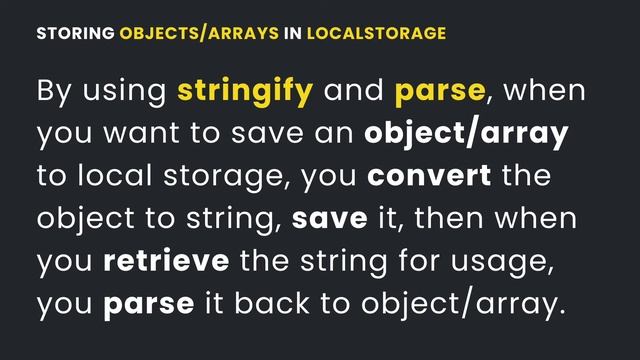 How to Store Objects and Arrays in Local Storage смотреть онлайн