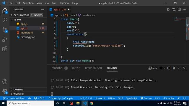 Typescript tutorial for beginners in Hindi #28 Constructor and Shorthand Initialization смотреть онлайн