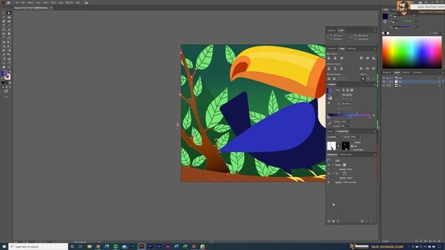 Toucan Artwork with Noise / Grain Texture in Illustrator | Speed Art смотреть онлайн