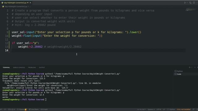 Weight Converter Program Tutorial | Practicing Python like a Pro | Difficulty Level: Intermidiate смотреть онлайн