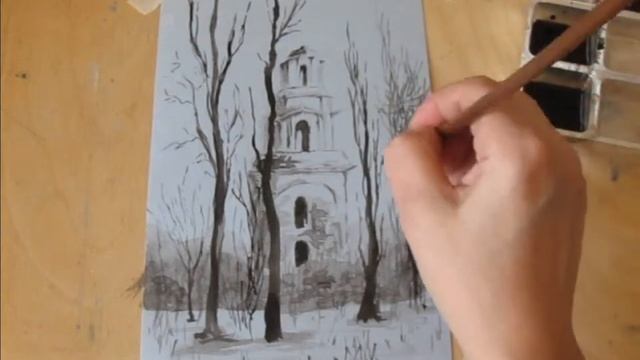 как нарисовать КОЛОКОЛЬНЮ тушью смотреть онлайн