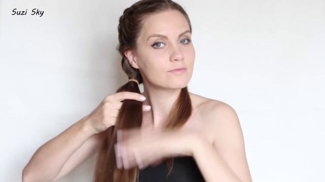 Простая прическа с косой/ Как плести косу рыбий хвост/ Suzi Sky смотреть онлайн