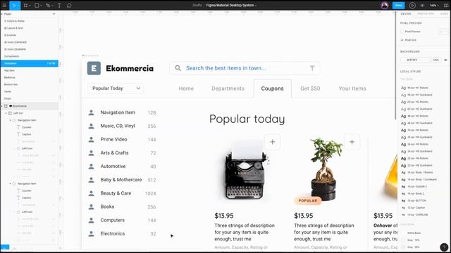 Figma ecommerce shop desktop template. Navigation design within tabs and list components смотреть онлайн