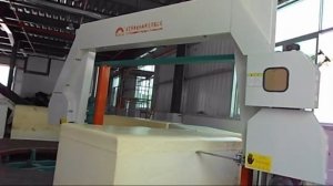 Демонстрация резки поролоновых блоков на Станке для резки поролона карусельного типа RPK-100