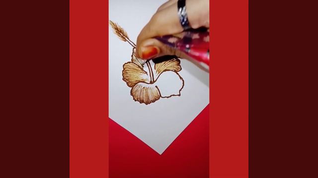 Easy hibiscus art/How to make hibiscus with henna mehndi /stripes of henna смотреть онлайн