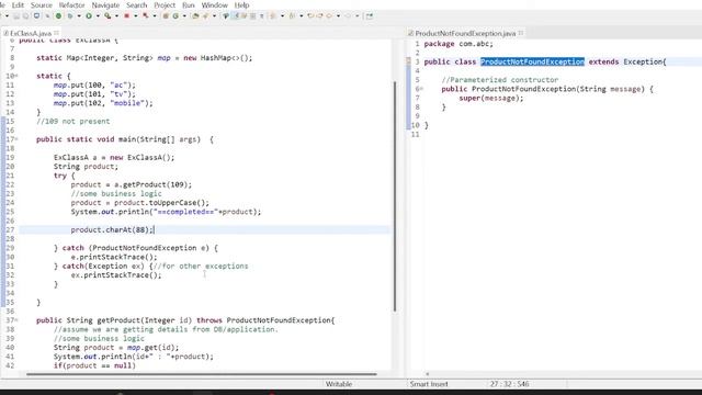 custom exception in java example || throw vs throws || Exception vs RunTimeException смотреть онлайн