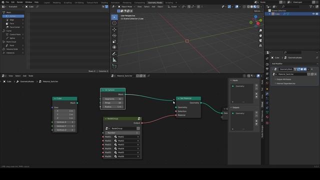 Geometry Nodes - Material Switcher (Blender 3.2.2) смотреть онлайн
