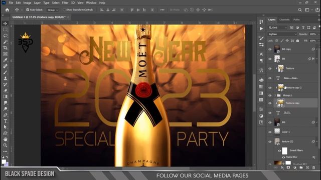 New Year 2023 Poster Design in | Photoshop 2021 Tutorial | смотреть онлайн