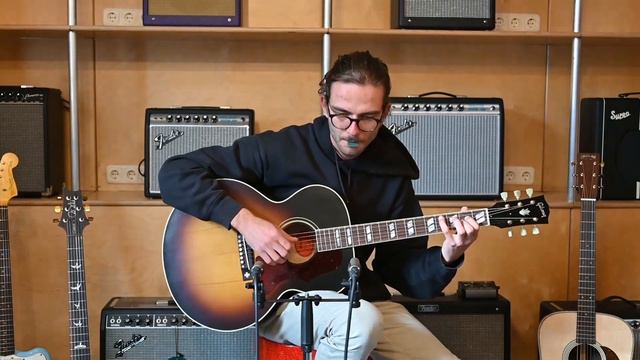 Gibson 1952 J-185 Vintage Sunburst Custom Shop смотреть онлайн