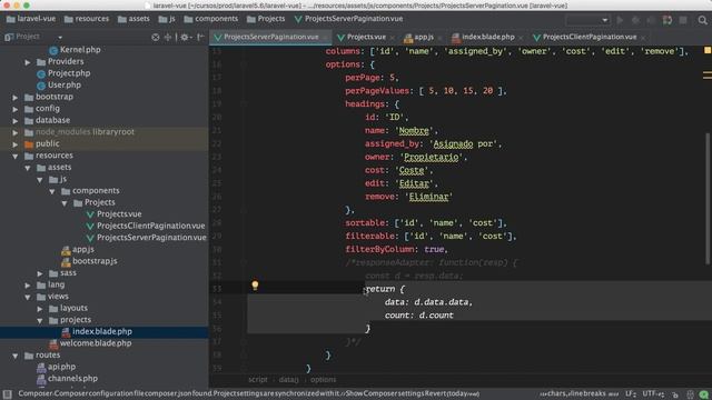 07 Laravel 5 y Vuejs 2: Desarrollar el componente ProjectPaginationServer y despedida смотреть онлайн