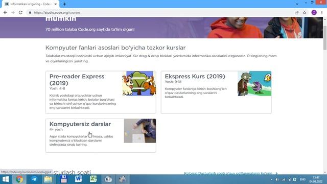 code org platformasida ishlash 1 dars смотреть онлайн