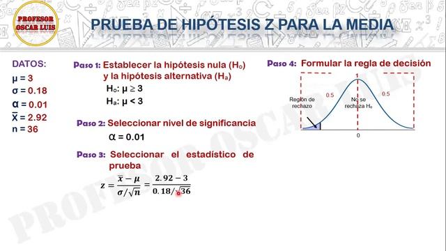 PRUEBA DE HIPÓTESIS PARA LA MEDIA (VALOR-p) смотреть онлайн