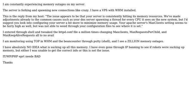 Wordpress: Memory Outages - Need PHP/WP/IT expert (2 Solutions!!) смотреть онлайн