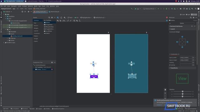 Основы расстановки элементов интерфейса в Android Studio смотреть онлайн
