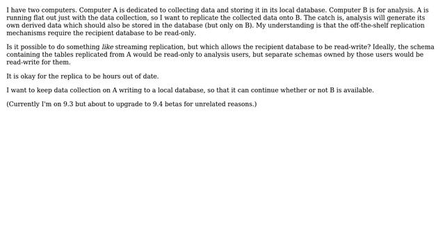 postgres: Database replica with some schemas writable смотреть онлайн