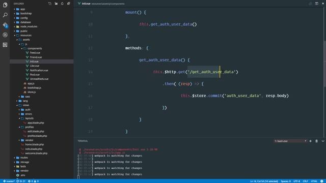 Social network in Laravel 5.3 and Vuejs 2.0 #47 Init.vue component смотреть онлайн