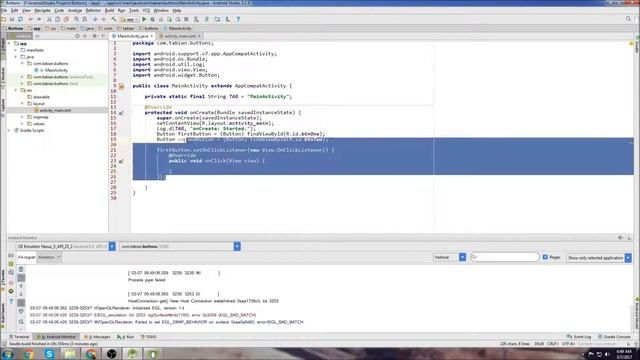 Android Beginner Tutorial #3 - Buttons [click buttons to execute actions] смотреть онлайн