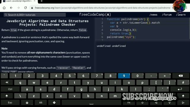 Freecodecamp Palindrome Checker [ javascript-certification] under 5 minutes смотреть онлайн
