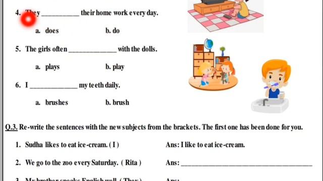 class 6th english worksheet 34 | 15/11/21 | simple present tense class 6 | english worksheet 34 | смотреть онлайн
