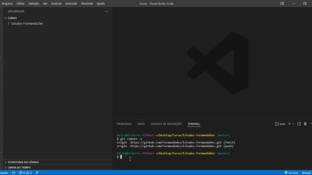 VsCode - Verificando servidor criado [GitHub] [git remote -v] [git remote] [git remote show] (#43 смотреть онлайн