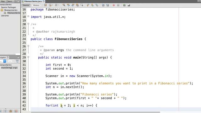 Java Program to Print Fibonacci Series upto N Numbers смотреть онлайн