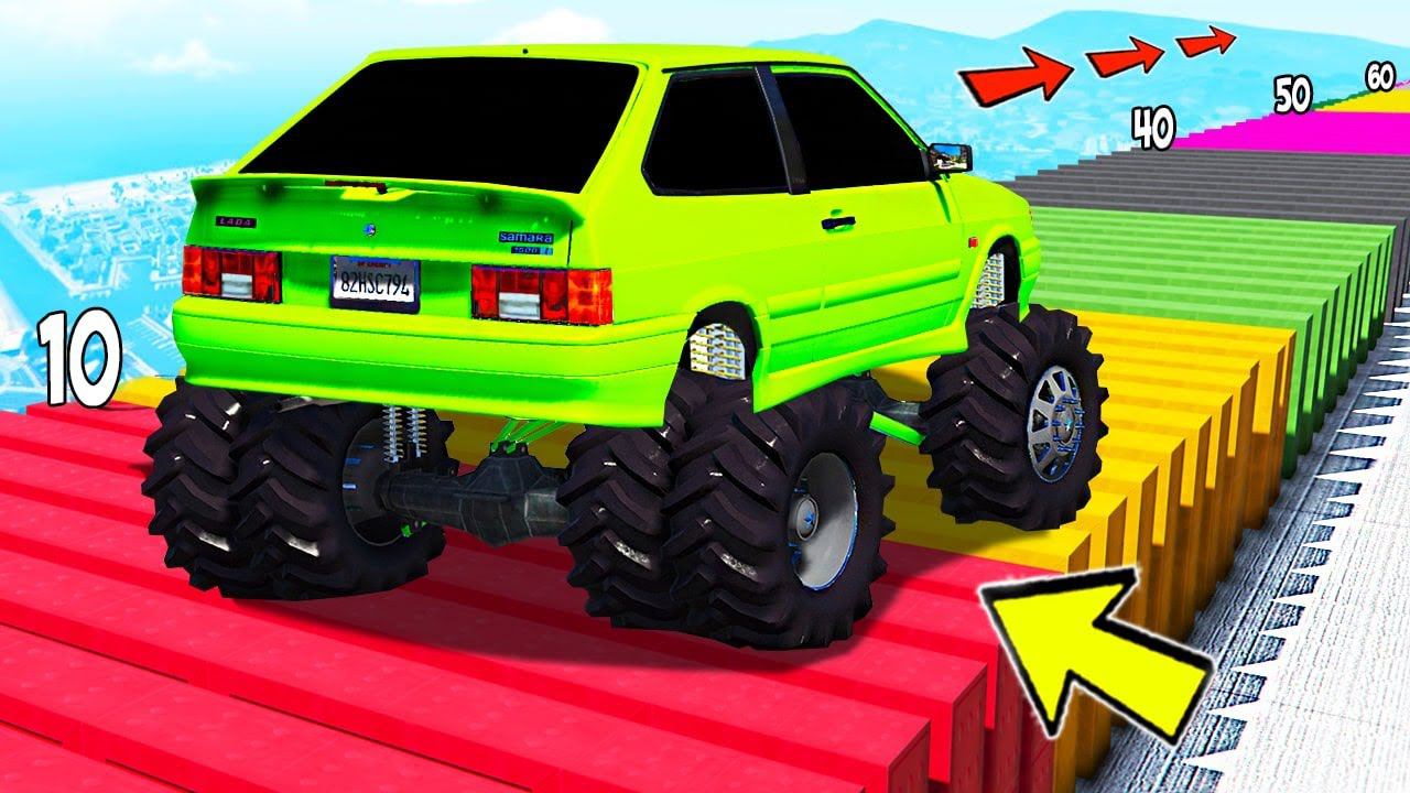 КАК ДАЛЕКО ПО КОЧКАМ ПРОЕДЕТ РУССКАЯ ЧИТ ТАЧКА В ГТА 5! ОБЗОР МОДА В GTA 5! РУССКИЕ ДОРОГИ В GTA! смотреть онлайн