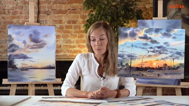 Как нарисовать облака и закат акварелью? Расскажет Евгения Грбачева на онлайн-марафоне! смотреть онлайн