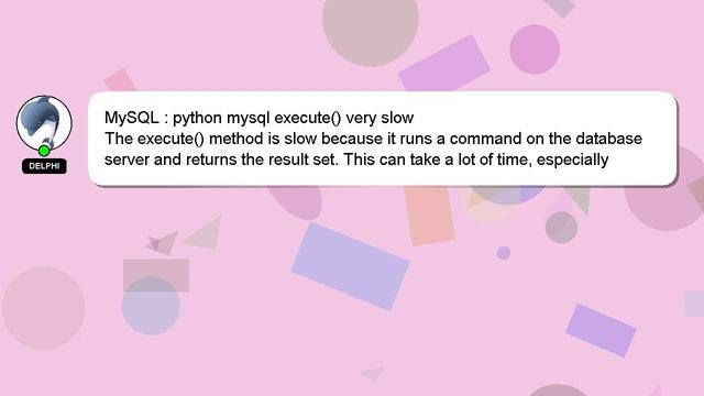 MySQL : python mysql execute() very slow смотреть онлайн