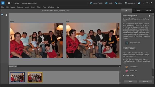 Merge faces from two different photos with Adobe Photoshop Elements 10 смотреть онлайн