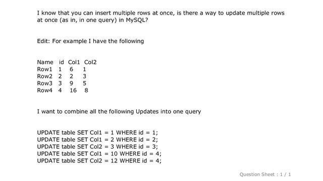 MySQL : Multiple Updates in MySQL смотреть онлайн