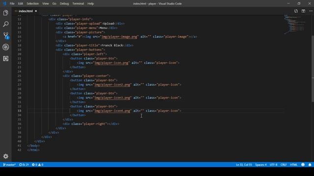 Верстка проигрывателя музыки (часть 1). Html-разметка ч.1 смотреть онлайн