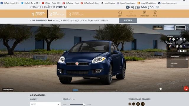 Fiat - 3D konfigurator Reifen und Felgen bei KfzRad.de смотреть онлайн